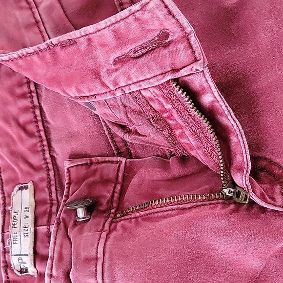 Free People women's red skinny jeans sz 26 punk grunge boho - Picture 8 of 8